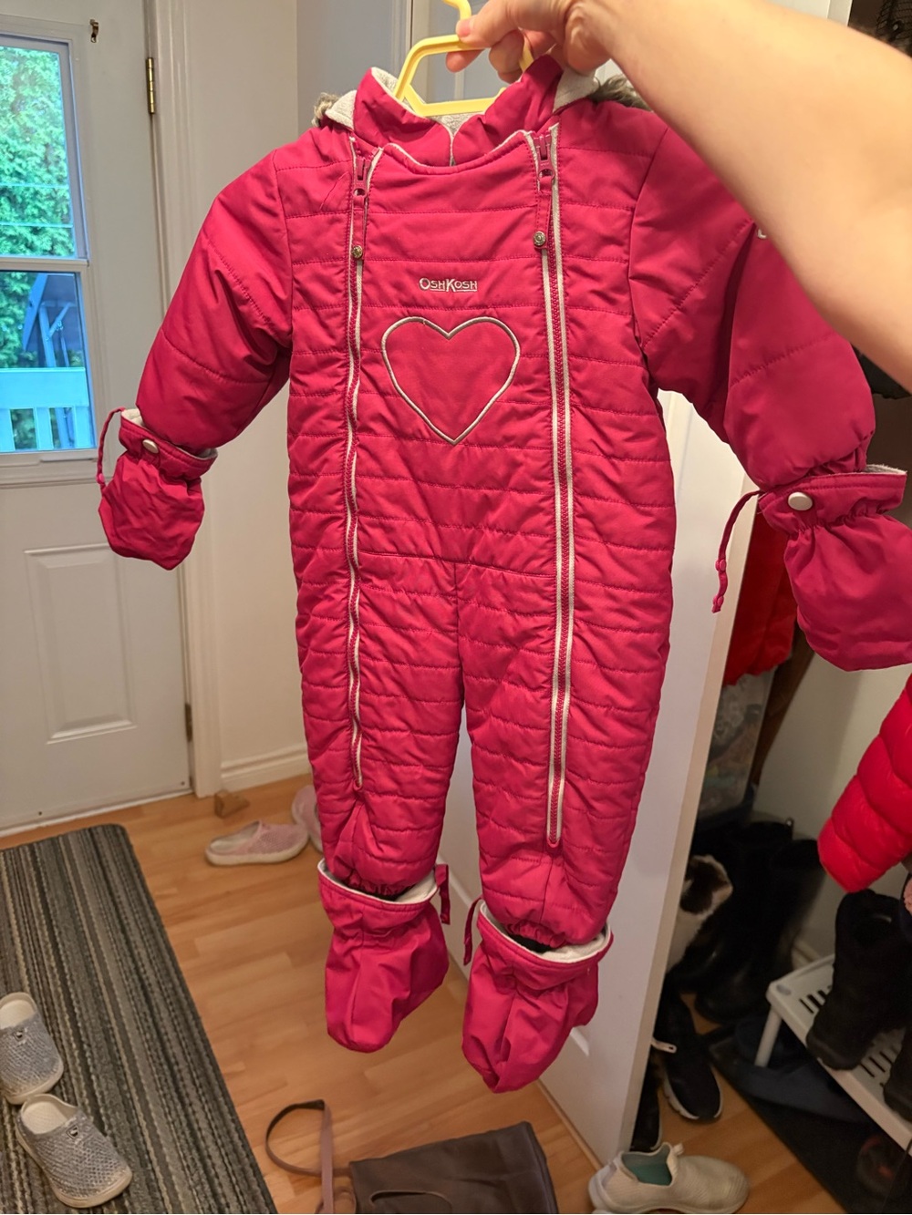 OshKosh B'gosh Fuchsia Quilted Infant One-Piece Snowsuit with Heart